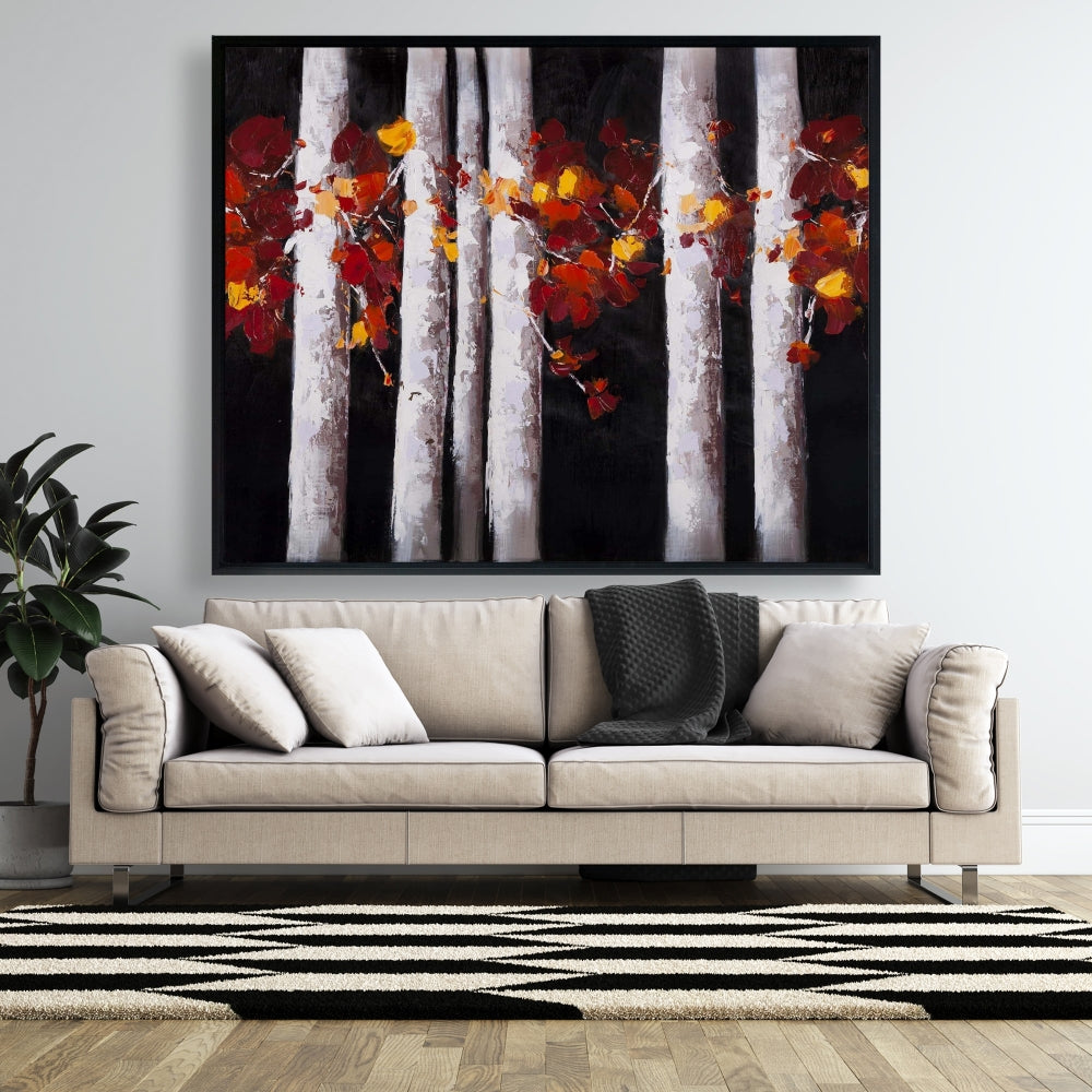 White Trees, Orange Leaves Canvas | Black Trees Landscapes