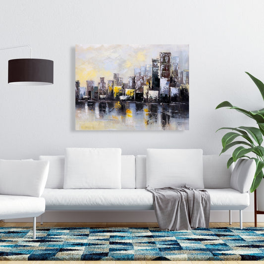 Toile de construction de villes industrielles | Ville abstraite au matin