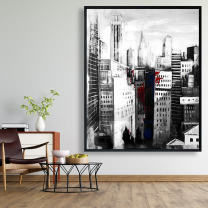White City Paint Splash Framed Canvas - Industrial Bedroom Decor