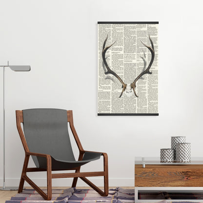 Rustic White Deer Magnetic Stick Canvas - Deer Horns Decor