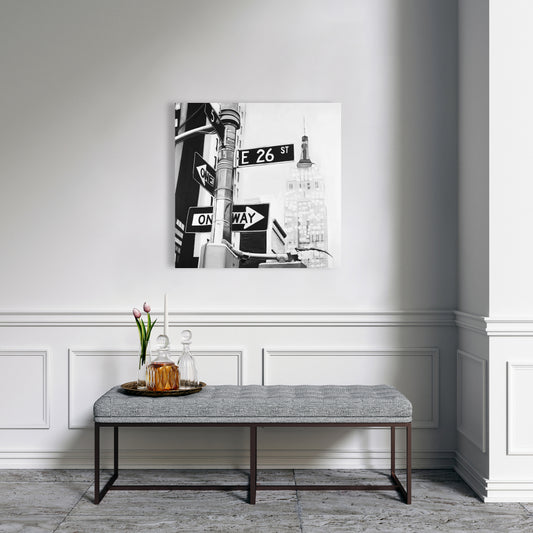 Industrial Office White Canvas - New York City Street Signs Decor