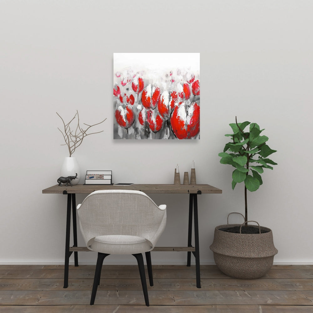 Abstract Red Tulips Canvas | Botanical Wall Art for Home Decor