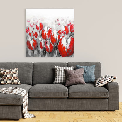 Abstract Red Tulips Canvas | Botanical Wall Art for Home Decor