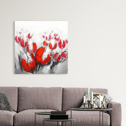 Red Tulips Canvas | Botanical Contemporary Floral Home Decor