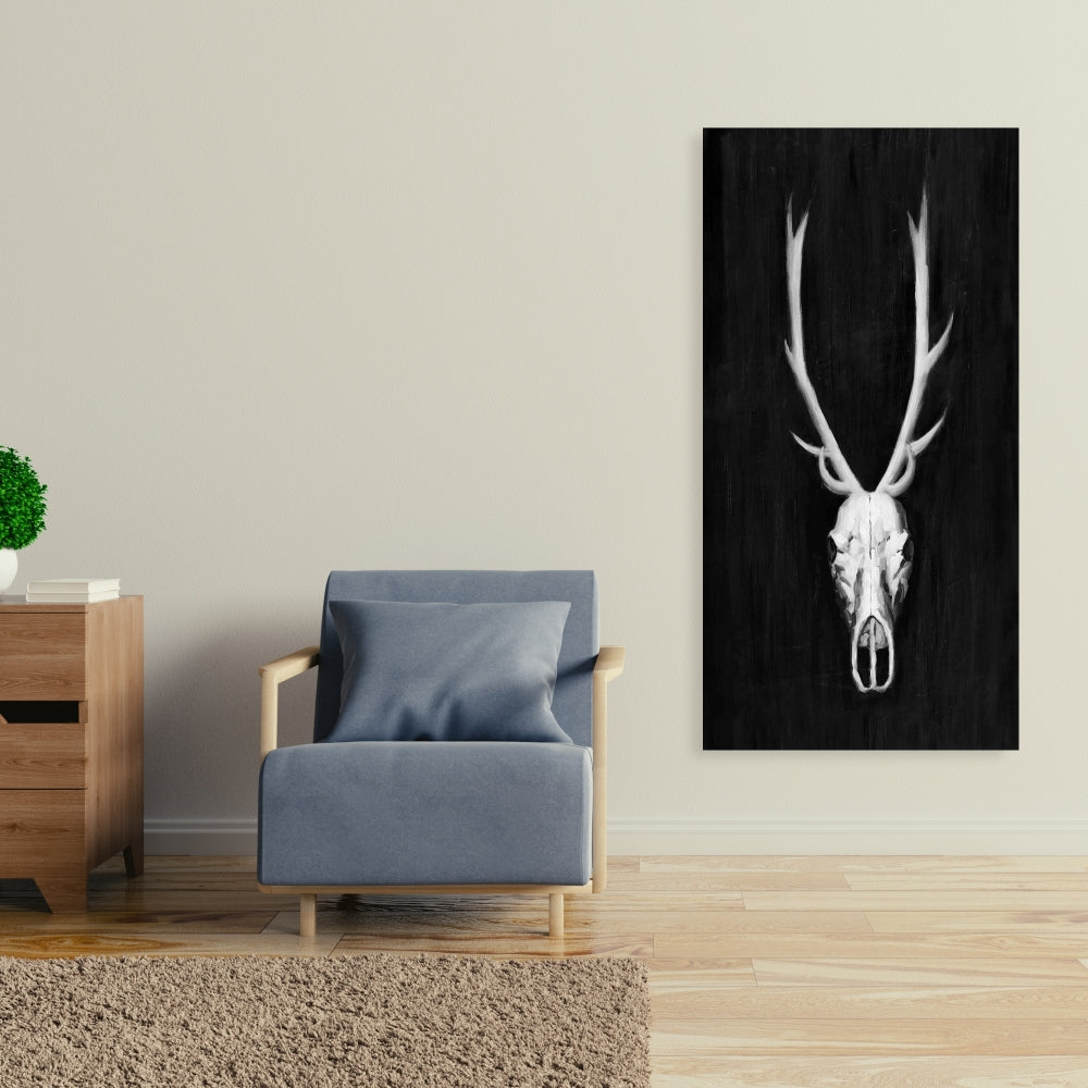 Deer Skull Canvas | White Living Room Monochrome Decor