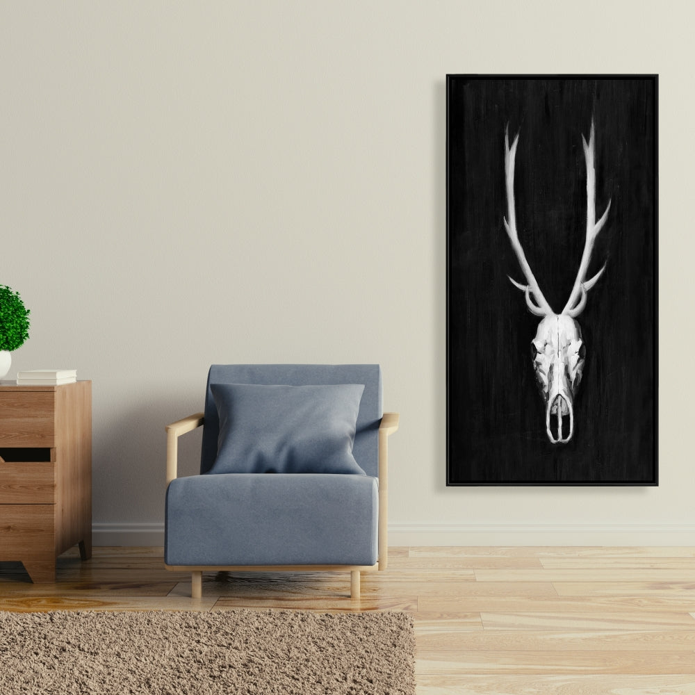 Monochrome Deer Skull Canvas | Home Decor Wall Art