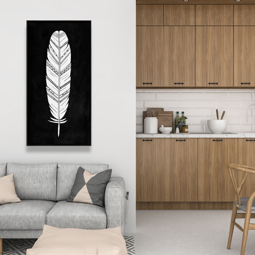Bohemian White Bird Canvas | Feather with Patterns Home Decor