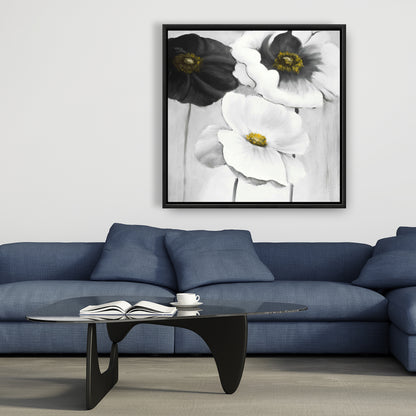 Fleurs blanches assorties | Toile encadrée florale contemporaine