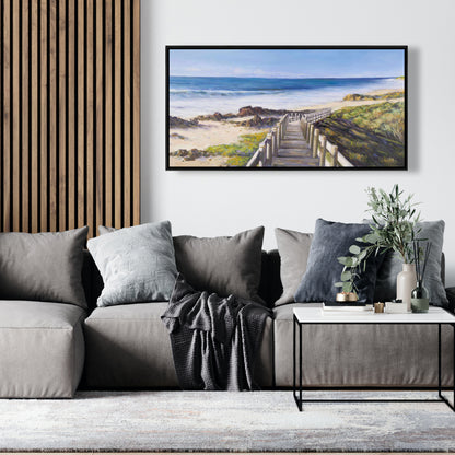 Walk to the Seaside Canvas | Coastal Bedroom Wall Art Decor