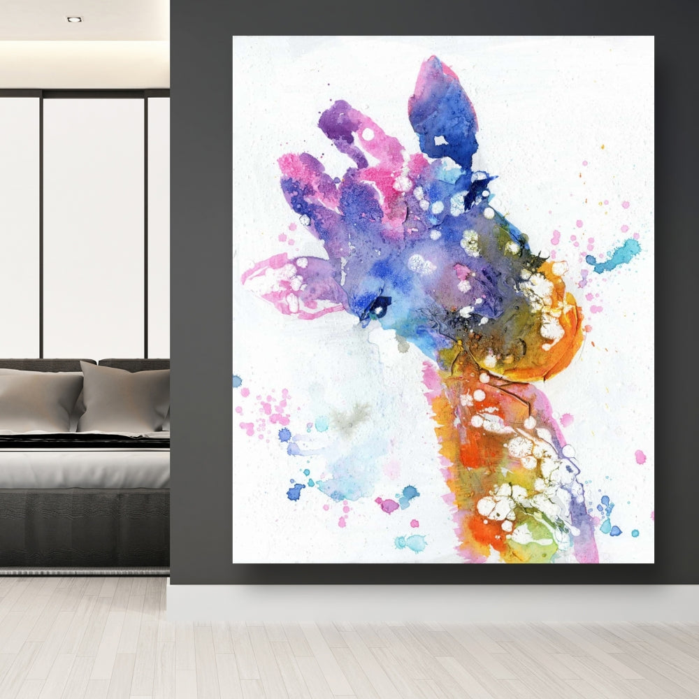 Abstract Giraffe Canvas | Colorful Wildlife Wall Art Decor