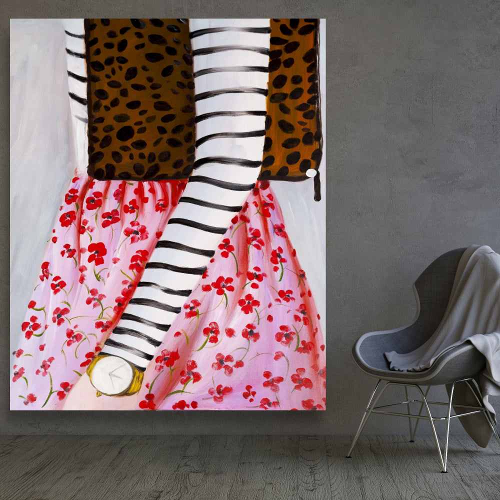 Fashionable Woman Canvas - Brown Contemporary Wall Art Decor