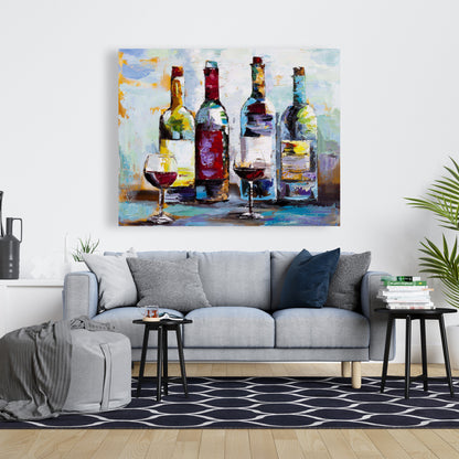 Wine Tasting Blue Canvas - Home Decor Kitchen Art