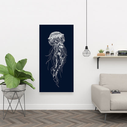 Detailed Jellyfish Canvas | Marine Bedroom Animals Decor