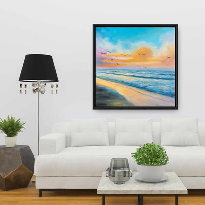 Coastal Blue Bedroom Canvas | Tropical Sunset Wall Art