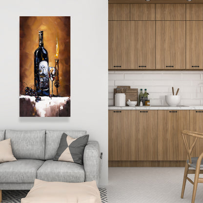 Candlelit Wine Canvas | Contemporary Home Decor Art