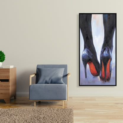 Long Legs High Heels Canvas - Blue Contemporary Bedroom Art