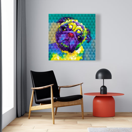 Geometric Curious Pug Canvas - Unique Home Decor Wall Art