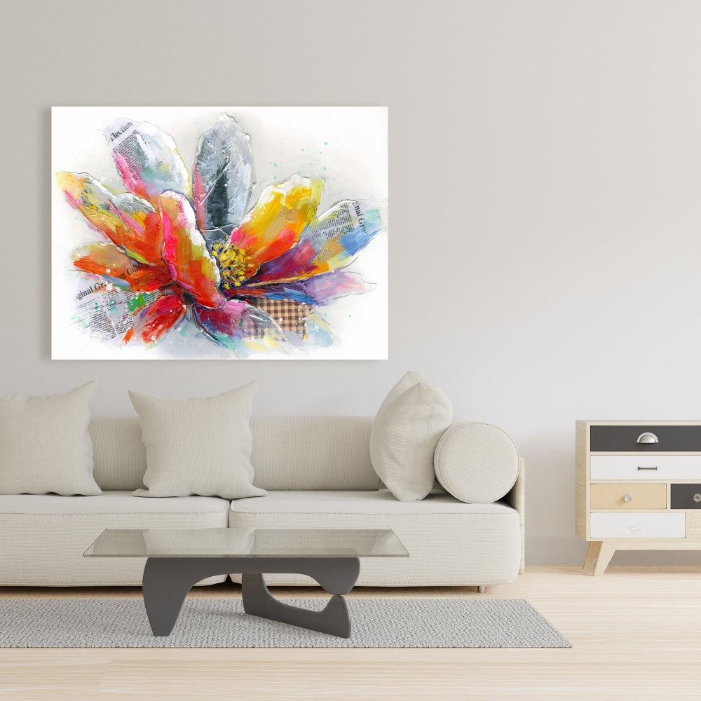 Red Botanical Canvas | Abstract Flower Texture Home Decor