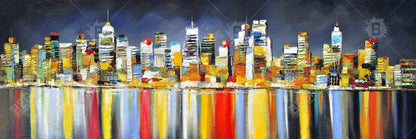 Colorful Night Cityscape Canvas | Contemporary Bedroom Decor