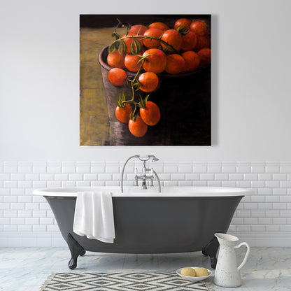 Contemporary Kitchen Art | Brown Canvas Bucket of Cherry Tomatoes