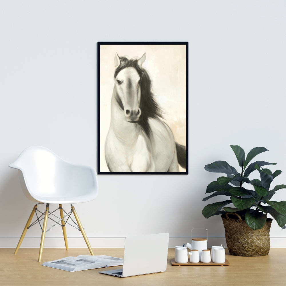 Graceful Horse Canvas | White Bedroom Western Framed Decor