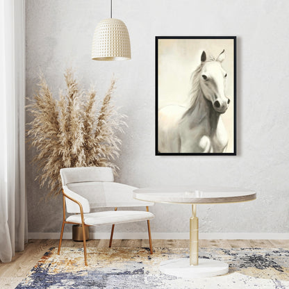 Toile Cheval Blanc Galant | Décoration de chambre rustique avec animaux de la ferme