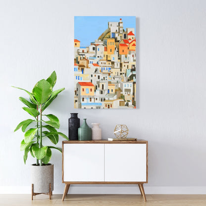 Small Houses in Greece Canvas | Blue Cities Home Decor
