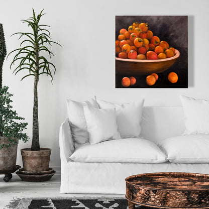 Bowl of Cherry Tomatoes Canvas | Modern Kitchen Wall Art Decor