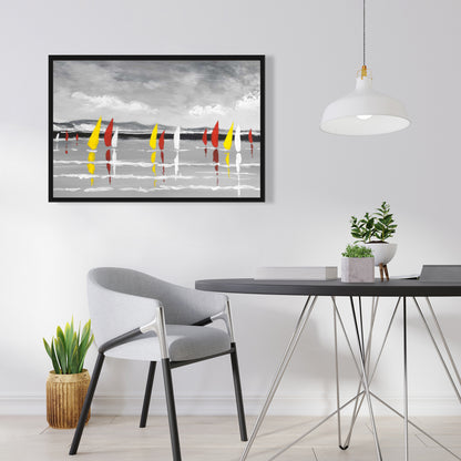 Sailing on the Lake White Bedroom Boat Canvas | Home Decor