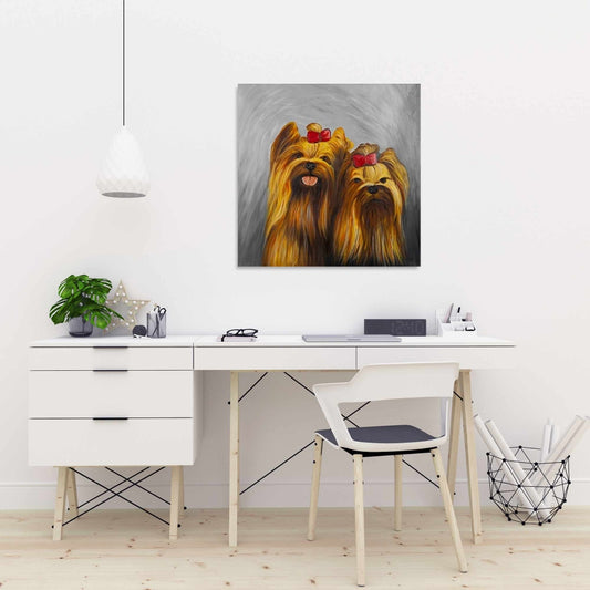 Chic Dogs Canvas | Two Dogs with Bow Tie Home Decor