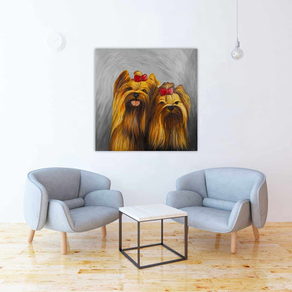 Chic Dogs Canvas | Two Dogs with Bow Tie Home Decor