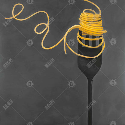 Spaghetti Pasta Fork Canvas - Modern Home Decor Wall Art