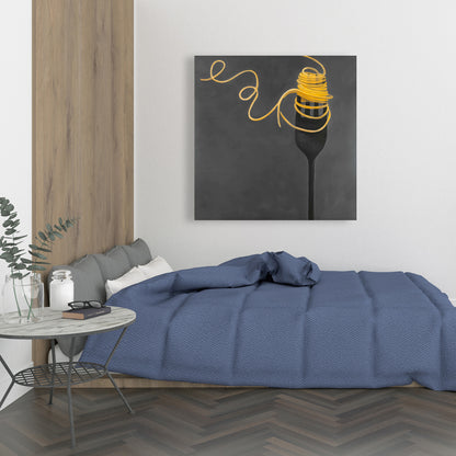 Spaghetti Pasta Fork Canvas - Modern Home Decor Wall Art