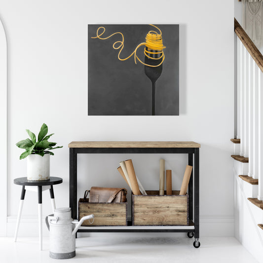 Spaghetti Pasta Fork Canvas - Modern Home Decor Wall Art