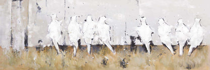 Eight Perched Birds Canvas - Contemporary White Bedroom Decor