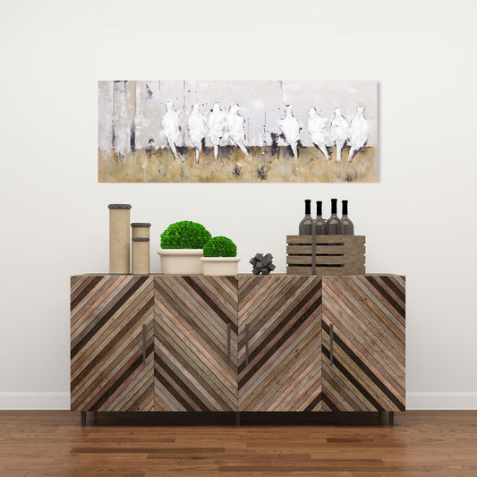 Eight Perched Birds Canvas - Contemporary White Bedroom Decor