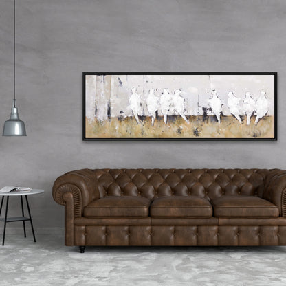 Toile encadrée « Huit oiseaux perchés » - Décoration d'intérieur contemporaine