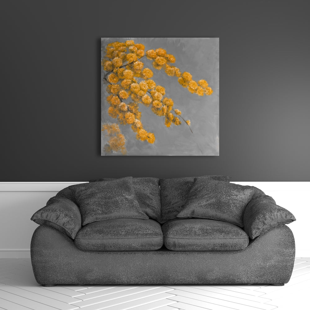 Golden Wattle Plant Canvas - Floral Botanical Bedroom Decor