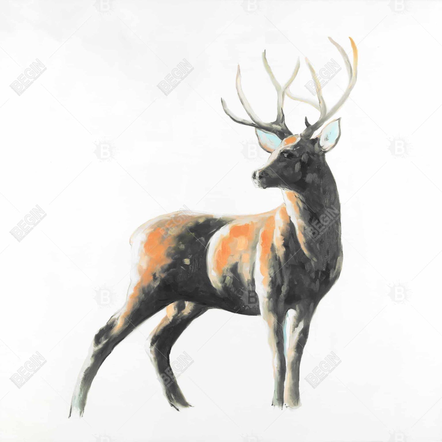Abstract Deer Canvas - Rustic Animals Home Decor Wall Art