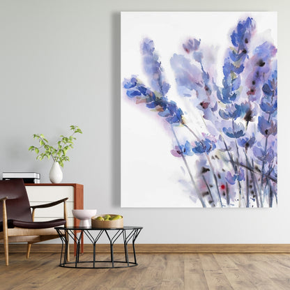 Watercolor Lavender Flowers Canvas | Rustic Floral Home Decor