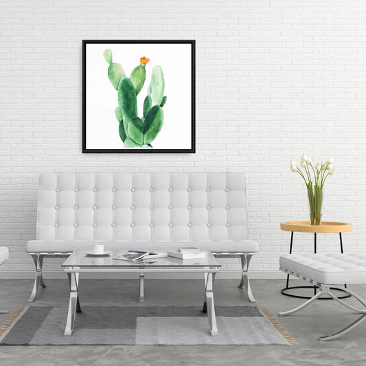 Toile aquarelle « Cactus en forme de pagaie » | Décoration florale et botanique