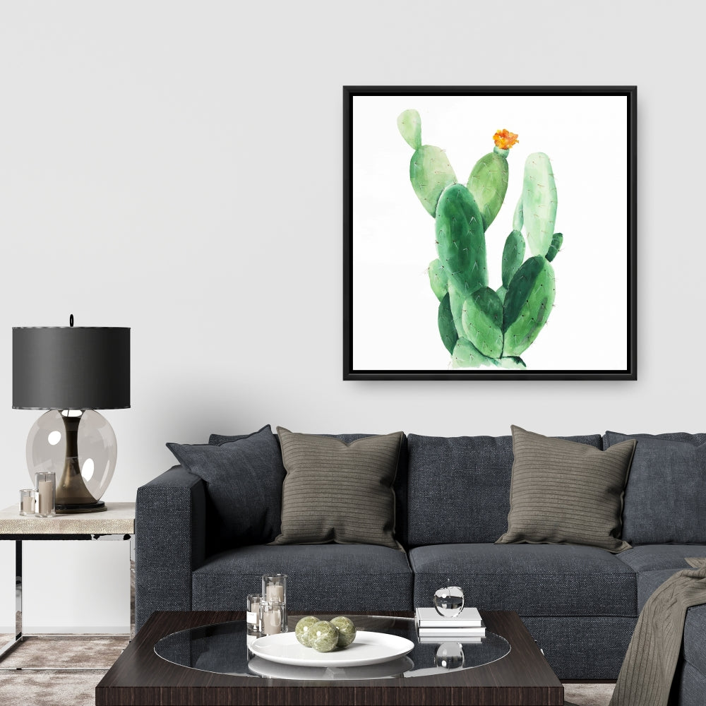 Toile aquarelle « Cactus en forme de pagaie » | Décoration florale et botanique