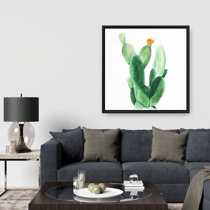Toile aquarelle « Cactus en forme de pagaie » | Décoration florale et botanique
