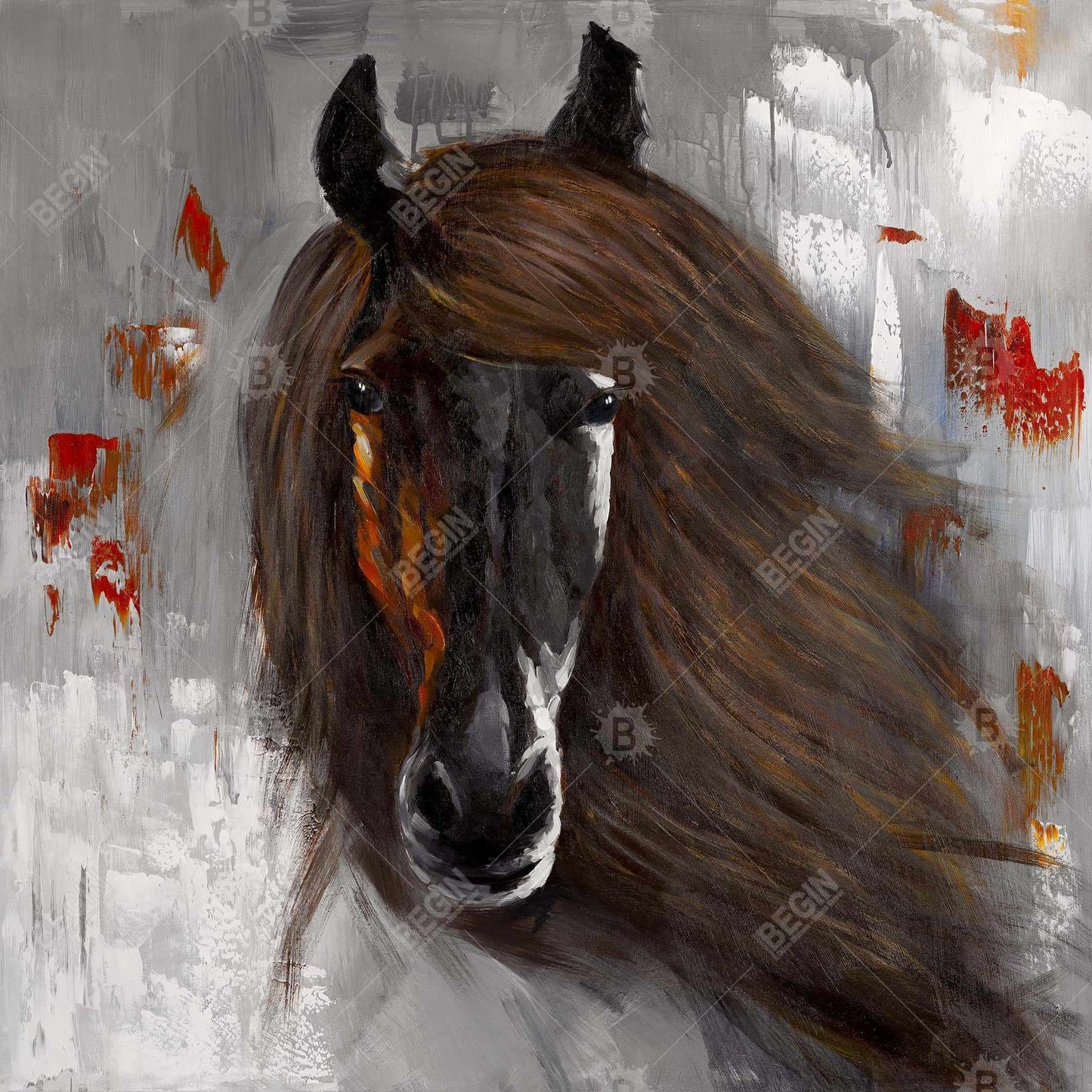 Toile « Cheval brun fier » | Décoration animalière pour chambre à coucher | Art mural
