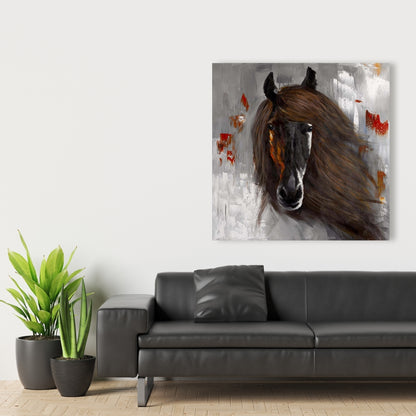 Toile « Cheval brun fier » | Décoration animalière pour chambre à coucher | Art mural