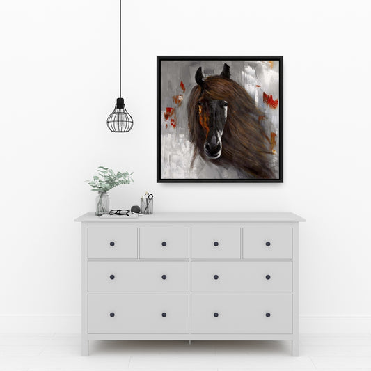 Toile « Cheval brun fier » | Décoration de chambre animaux | Art encadré