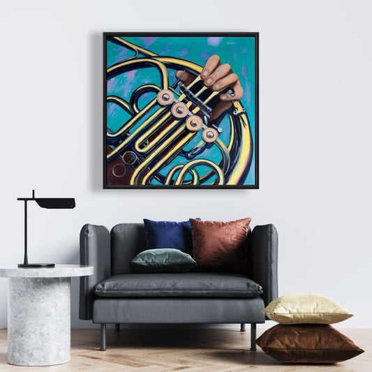 Musician with French Horn Canvas | Home Decor Wall Art