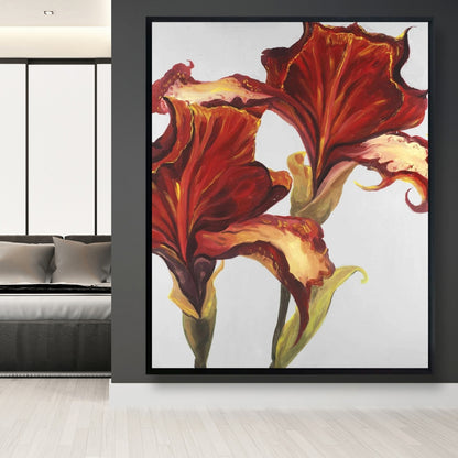 Lys aux couleurs d'automne | Toile encadrée botanique contemporaine