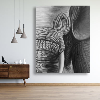 Toile encadrée gris éléphant – Décoration murale élégante pour salon
