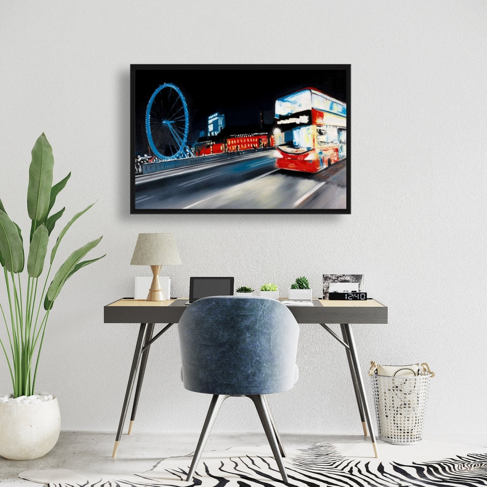 Bus Travel by Night - Modern Bedroom Canvas Wall Art Decor